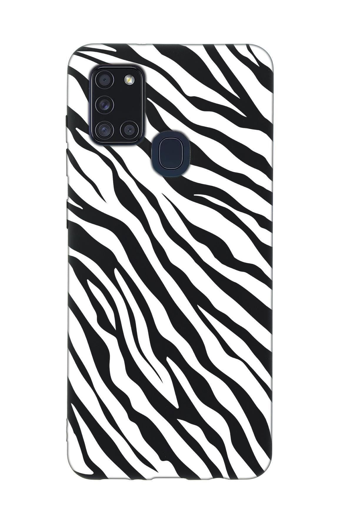 mooodcase Samsung A21s Zebra Pattern Premium Silikonlu Telefon Kılıfı