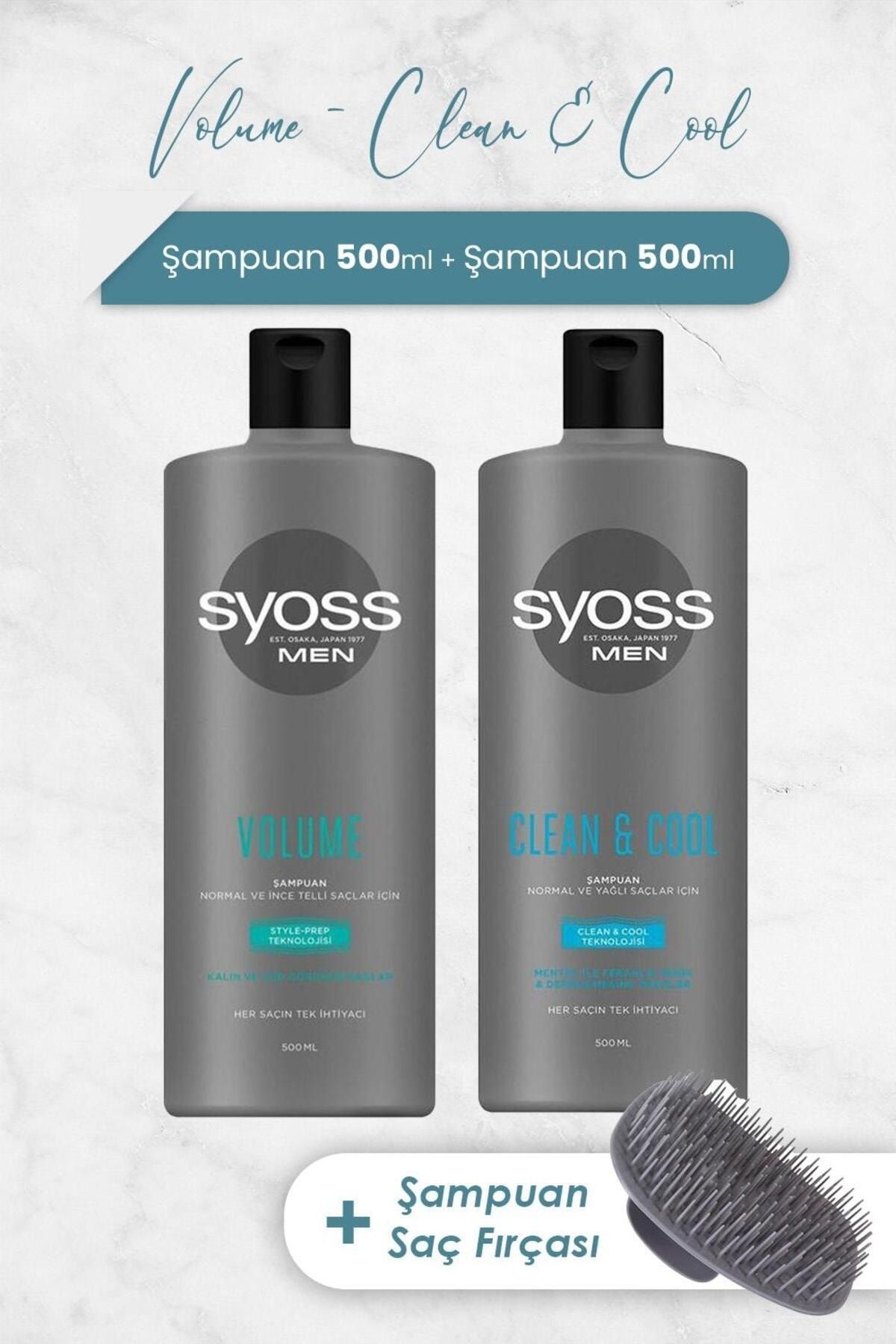 Syoss Men Şampuan Volume ve Clean & Cool 500 ml ve Şampuan Fırçası