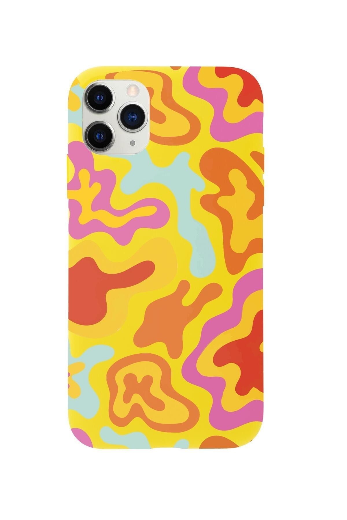 butikcase iPhone 11 Pro Uyumlu Colourful Wave Tasarımlı Lansman Telefon Kılıfı
