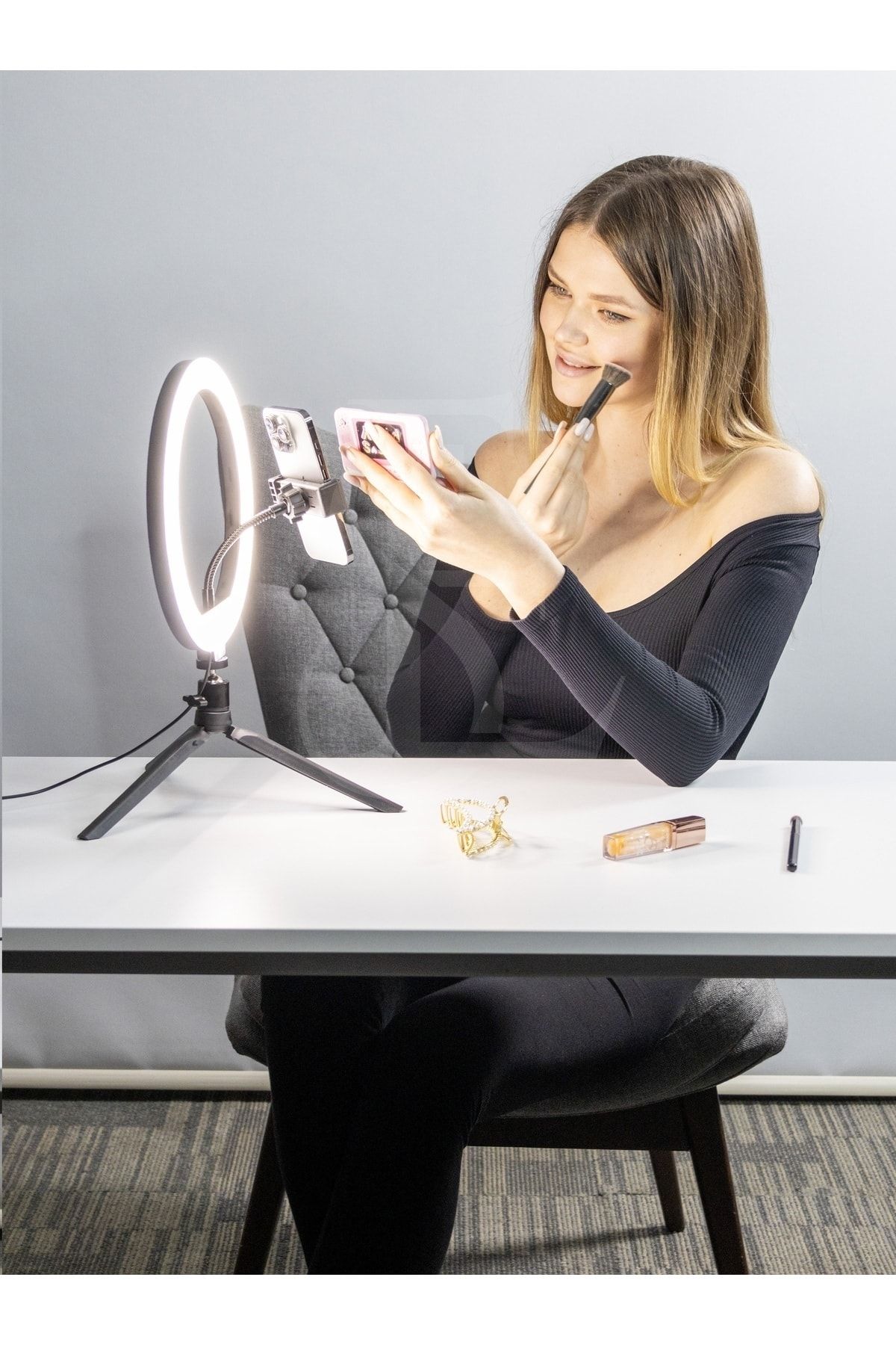EN SİGA Masa Ayaklı 10 Inç Led Ring Lıght Influencer Youtuber Tiktok Telefon Tutucu Makyaj Işığı