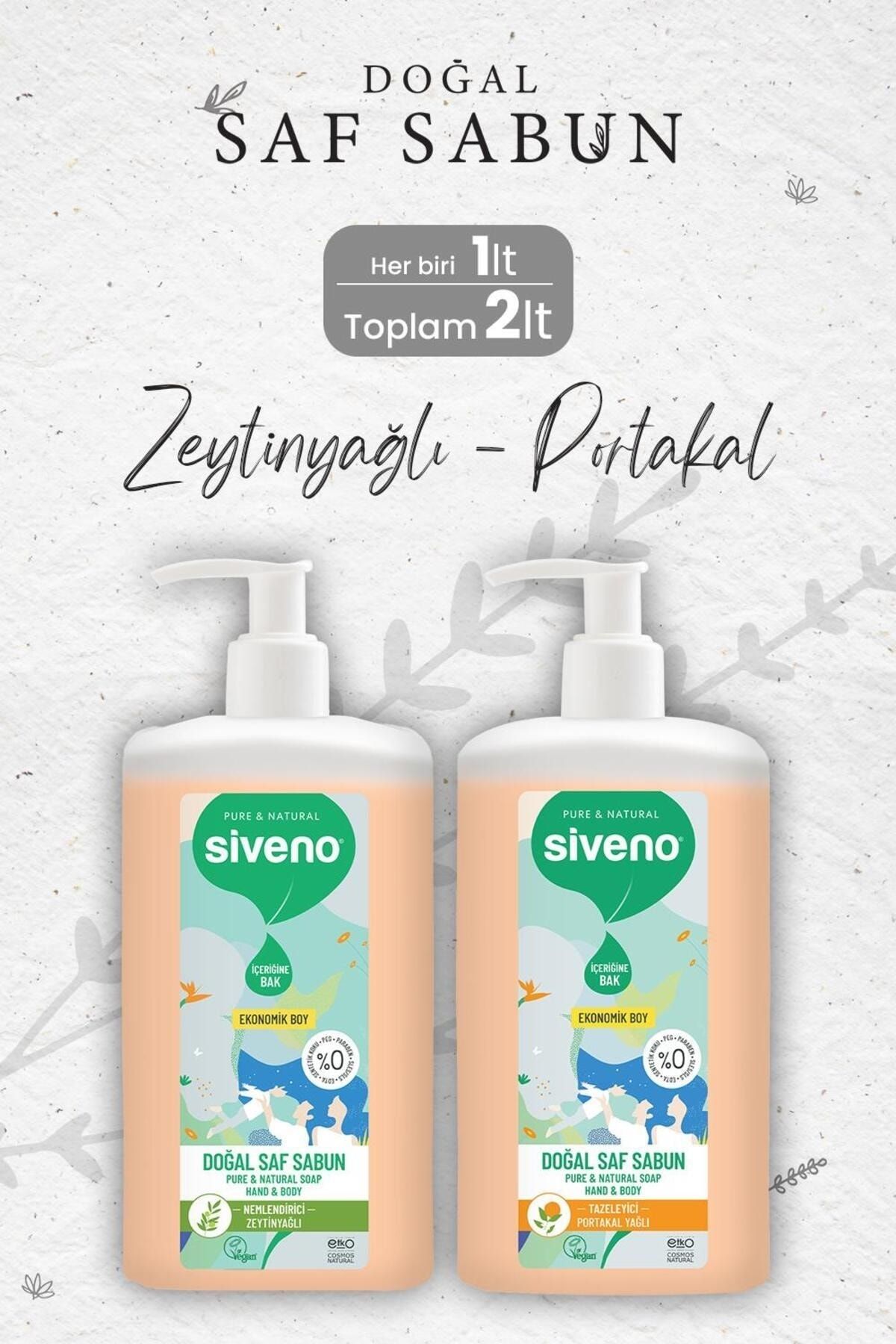 Siveno %100 Doğal Saf Sıvı Sabun Zeytinyağlı ve Portakal Yağlı 1000 ml