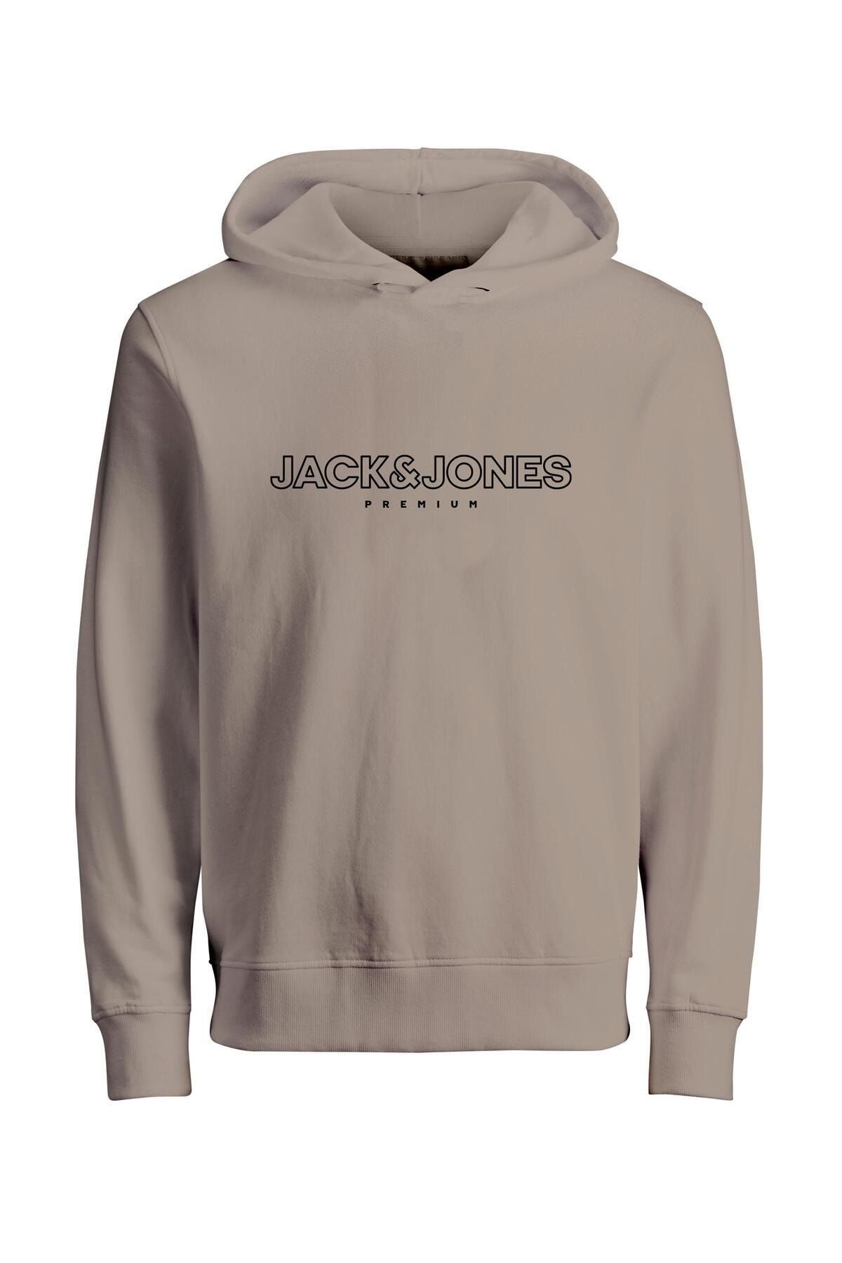 Jack & Jones Jack Jones Blajason Brandıng Sweat Hood Erkek Bej Sweatshirt 12249401-06