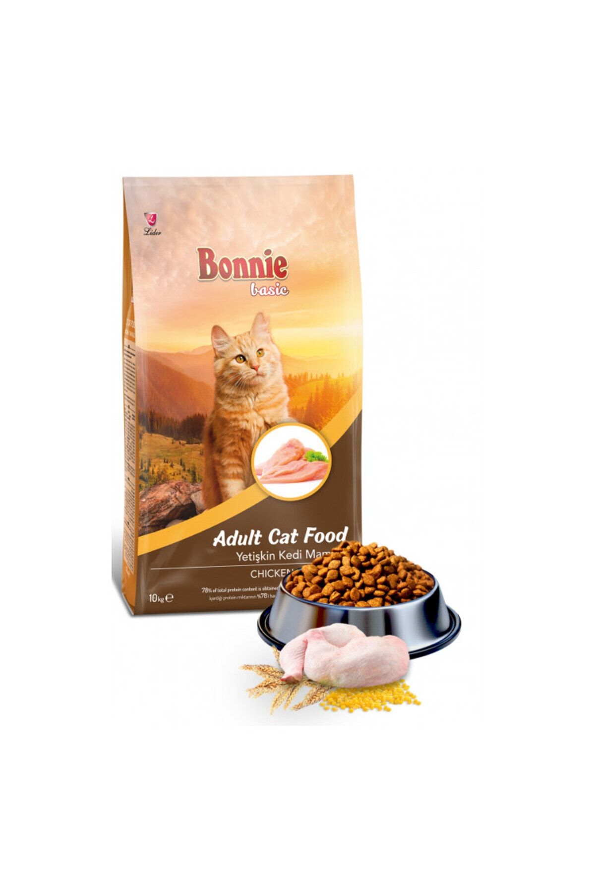 Bonnie Tavuklu Pirinçli Yetişkin Kedi Maması 10 KG