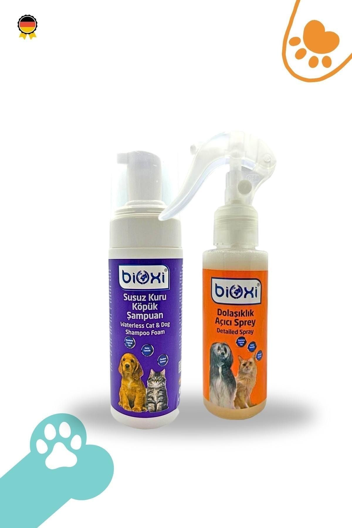 Bioxi ® Kedi Ürünleri Kıtık / Dolaşık Açıcı Sprey 100ML + Susuz Kuru Köpük Şampuan 150 ml 2'li Set