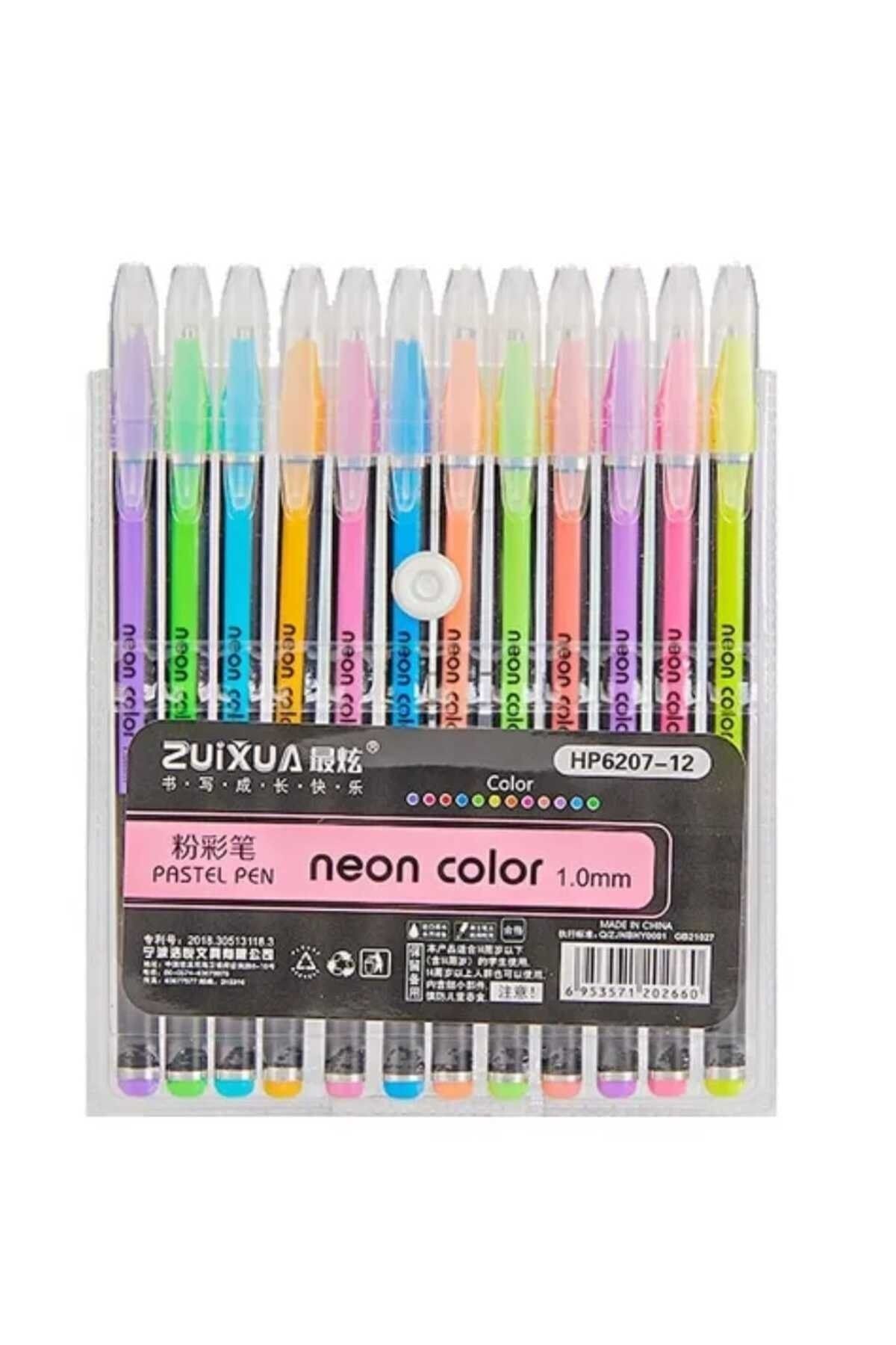 Linea Zuixua Jel Kalem Neon Pastel Pen Yazı Çizim ve İşaretleme Kalemi 12 Renk