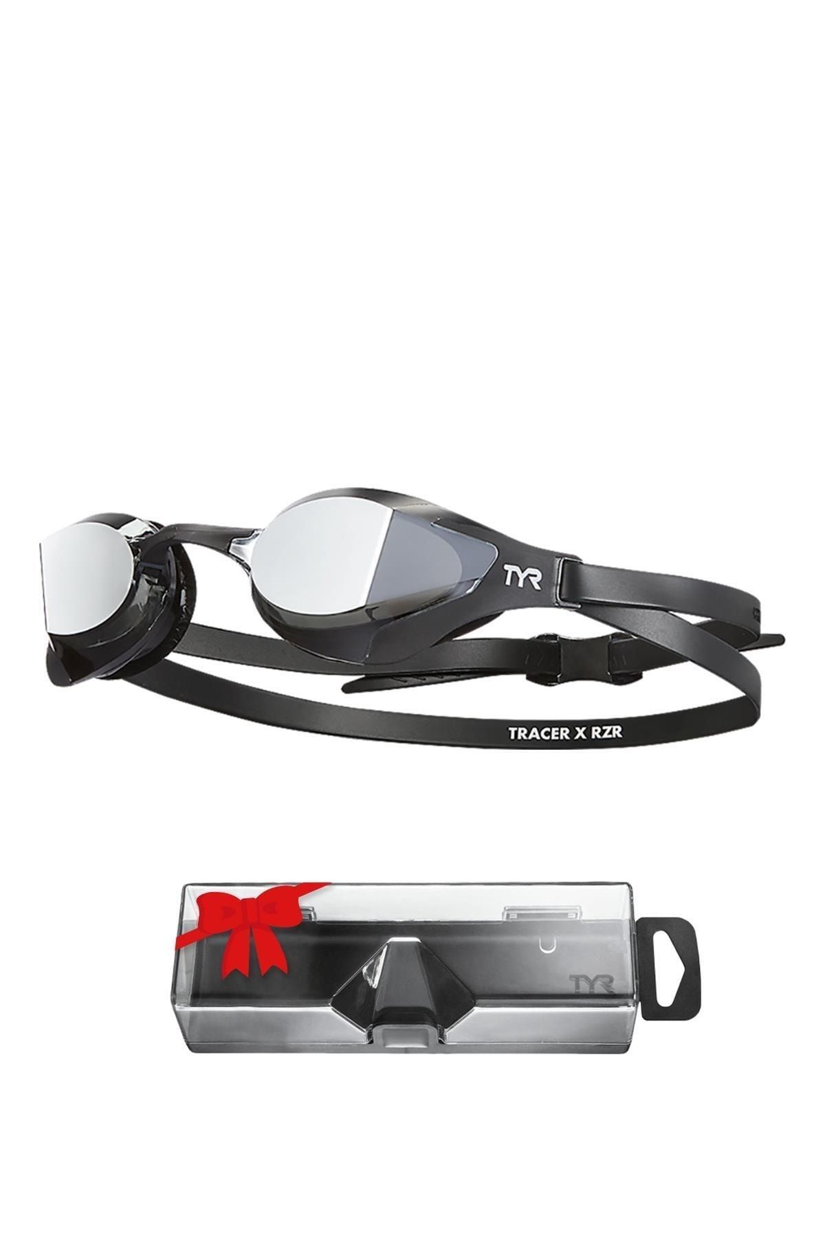 TYR Sport TYR Tracer-X RZR Gümüş/Siyah Aynalı Yüzücü Gözlüğü, Antrenman Gözlük
