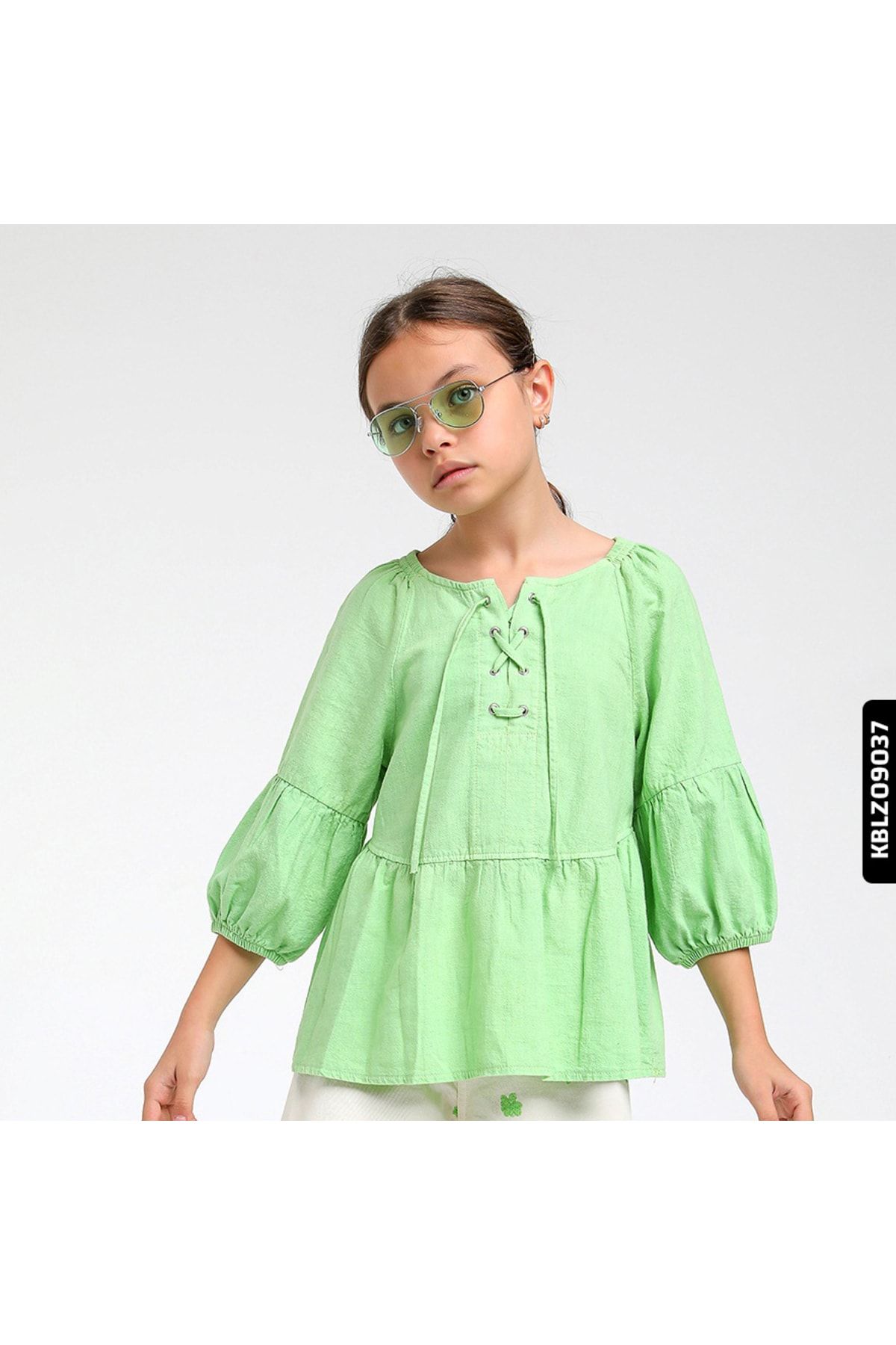XO Kids %100 Pamuklu Kız Çocuk Yeşil Bluz 5-9 Yaş 780