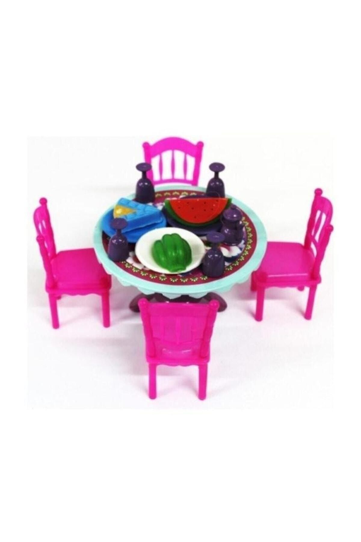 Serra Yemek Masası Sandalye Takımı Pembe Renk 16 Parça Yemek Seti