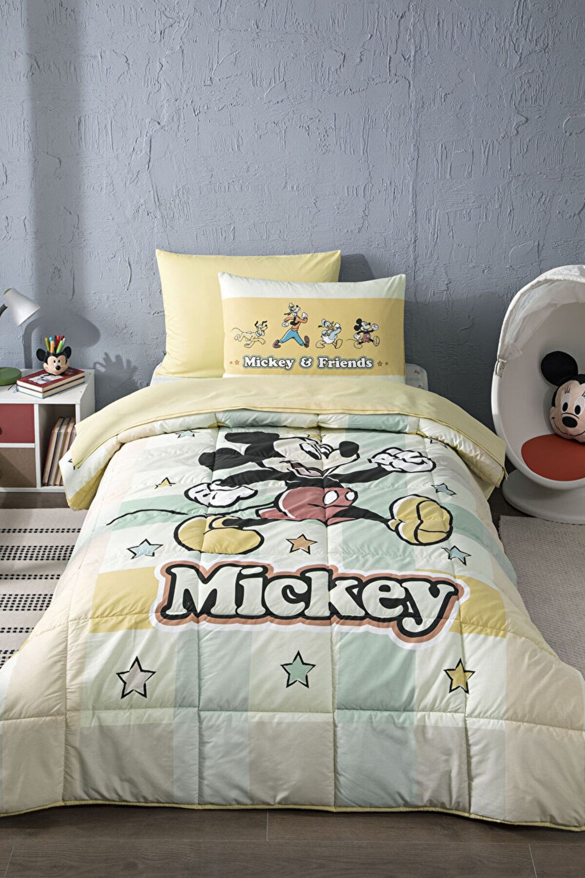 Özdilek Mickey Mouse Star Tek Kişilik Disney Lisanslı Uyku Seti (Lastikli Çarşaf)