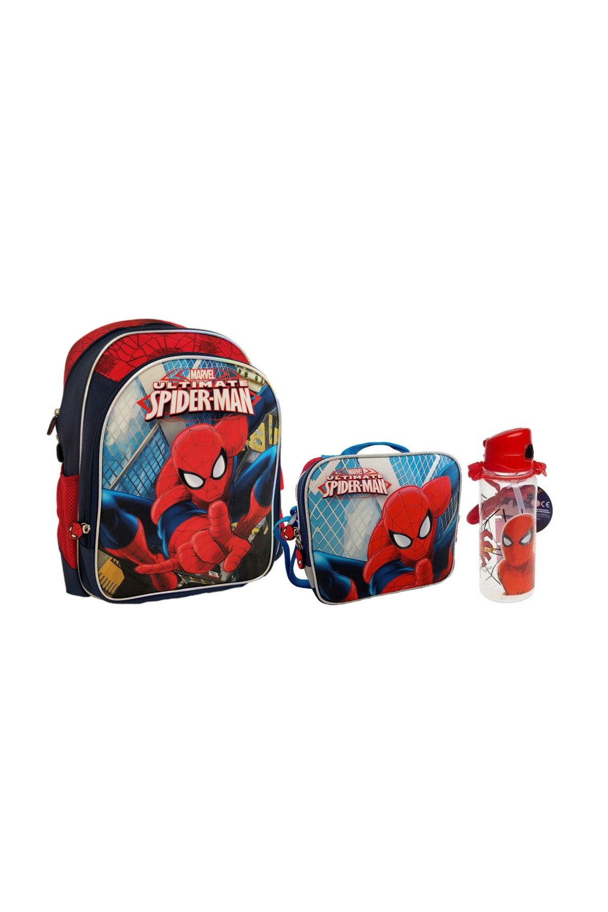 Hakan Çanta Spiderman Okul Sırt Çantası Beslenme Çantası Matara 3'lü Set