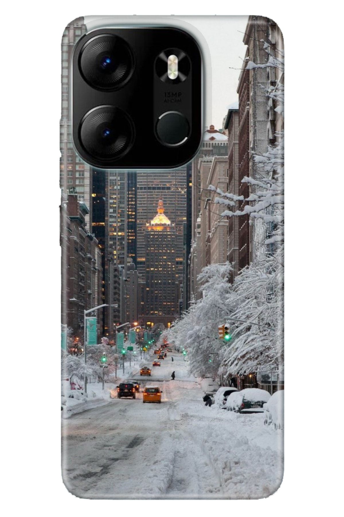 Tecno Spark Go 2023 Kılıf Kamera Korumalı Silikon Desenli Resimli UV Kapak Winter New York