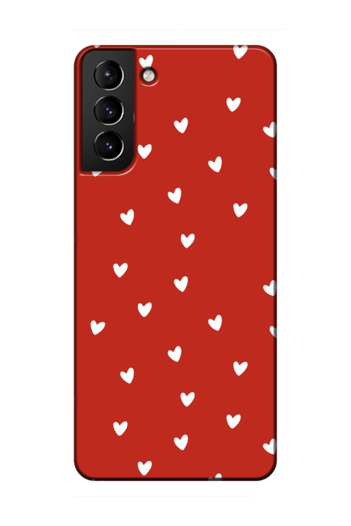 frondcase Samsung S21 Minik Kalpler Kırmızı Telefon Kılıfı