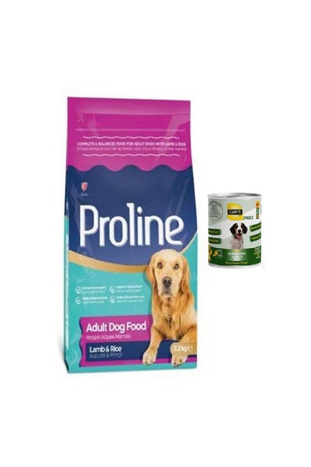 Pro Line Proline Dog Yetişkin Köpekler için Tam ve Dengeli Kuzu Etli & Pirinçli Köpek Maması 2.2 Kg +Konserve