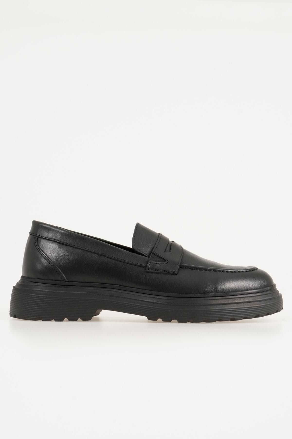 CZ London Hakiki Deri Erkek Loafer Kalın Tabanlı Kolay Giyim Ayakkabı