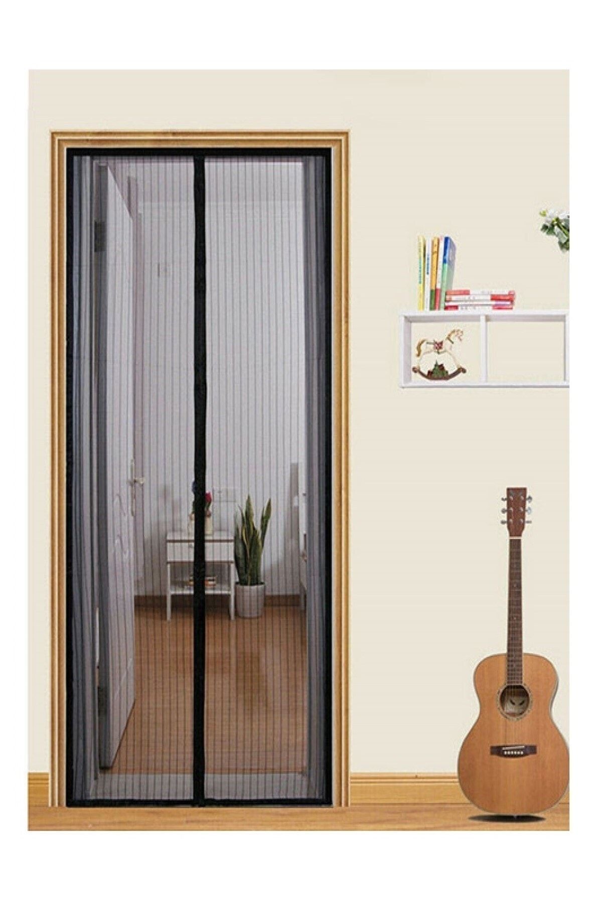 Hyd  Mıknatıslı Kapı Sinekliği Sineklik Tülü Perde Sinek Kovucu Siyah ( 115x210cm )
