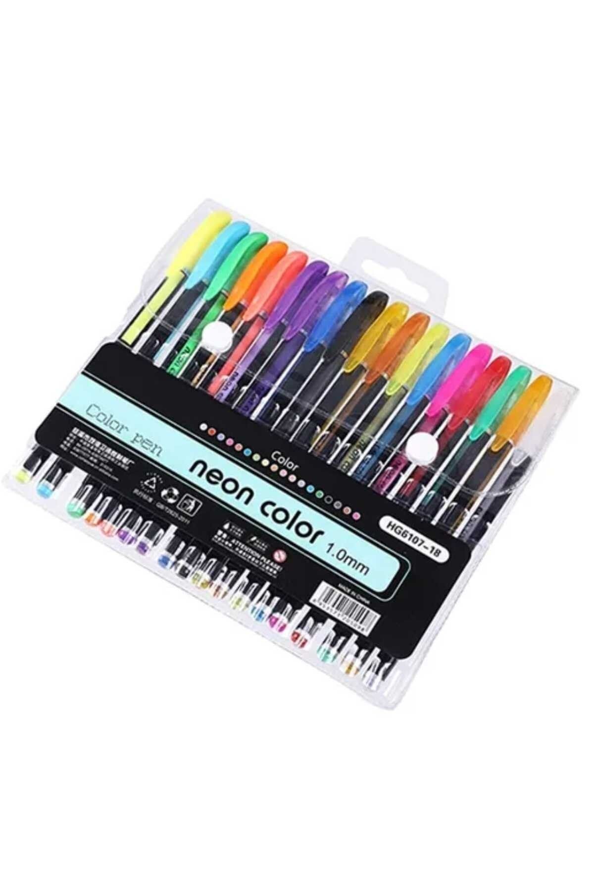Linea Zuixua Jel Kalem Neon Color Pen Yazı Çizim ve İşaretleme Kalemi 18 Renk