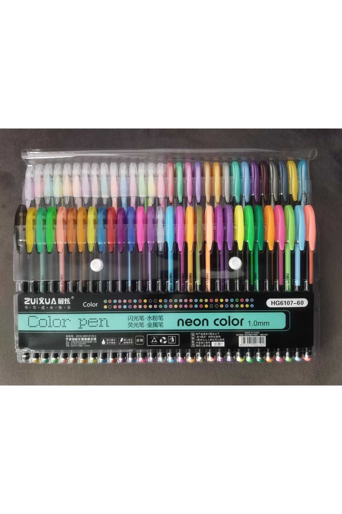 Linea Zuixua Jel Kalem Neon Color Pen Yazı Çizim ve İşaretleme Kalemi 60 Renk