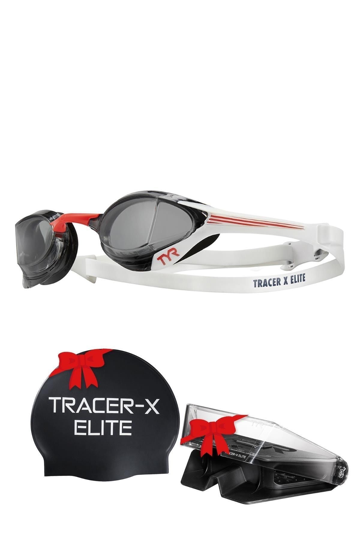 TYR Sport TYR Tracer-X Elite Füme/Kırmızı Yüzücü Gözlüğü, Antrenman Gözlük