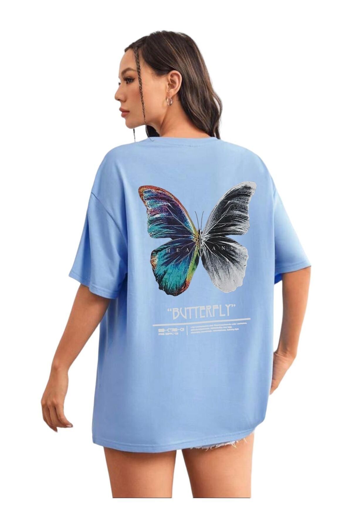 BENROMA kelebek Baskılı Oversize T-shirt