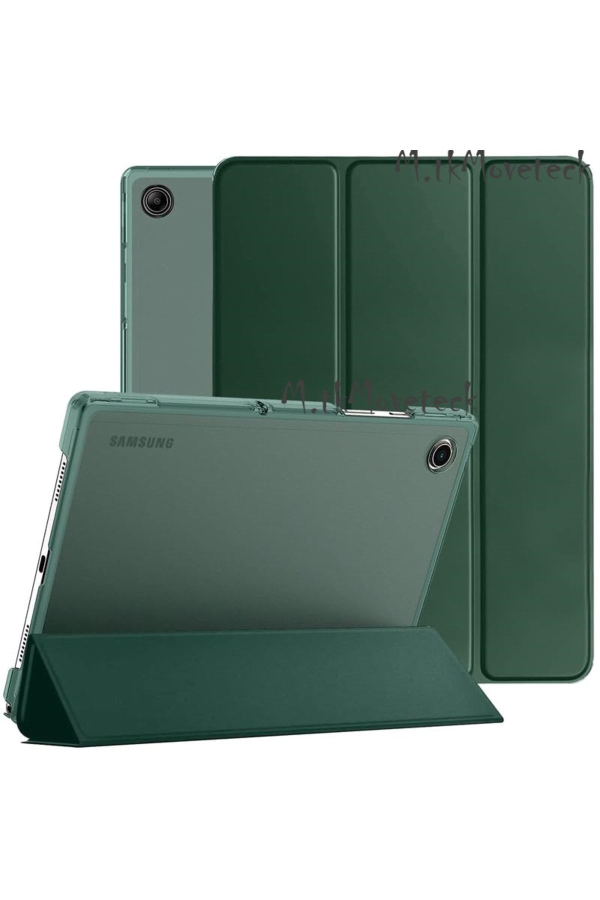 m.tk moveteck Samsung Galaxy Tab A7 Lite 8.7 inç Sm-T220 Tablet Kılıfı Akıllı Smart Uyku Modlu Katlanabilir Şeffaf
