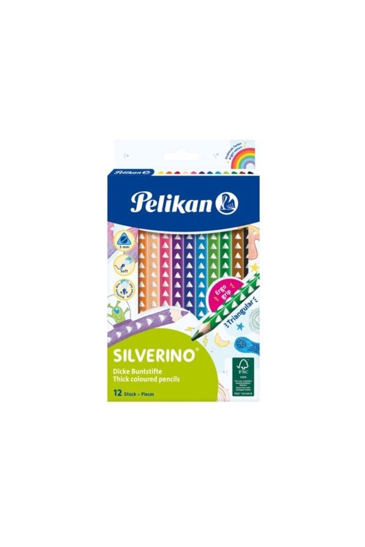 Pelikan Silverino Jumbo Üçgen Kuru Boya Kalemi 12li Kutu