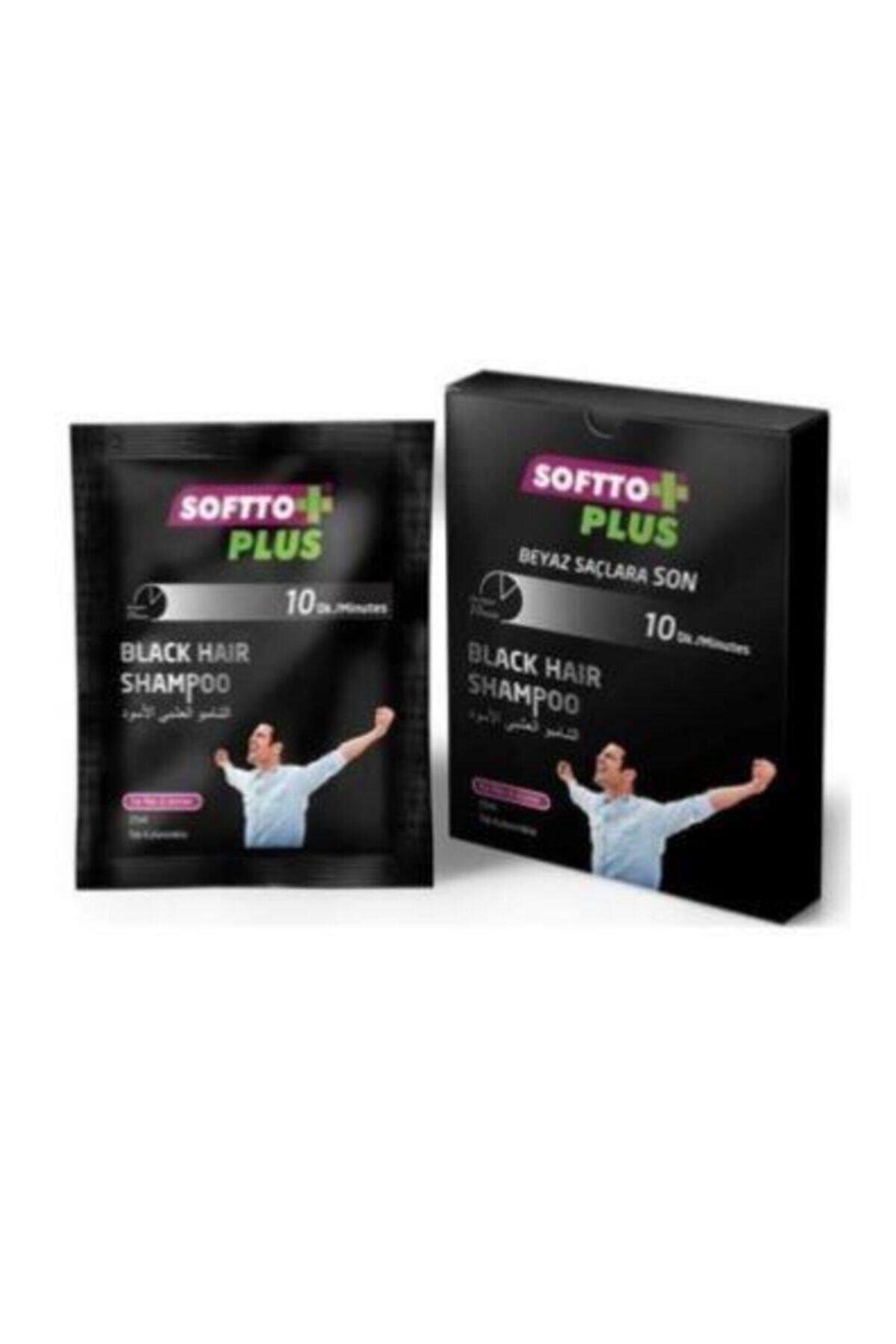 Softto Plus Saç Siyahlatıcı Beyaz Kapatıcı Black Hair Shampoo 25 ml
