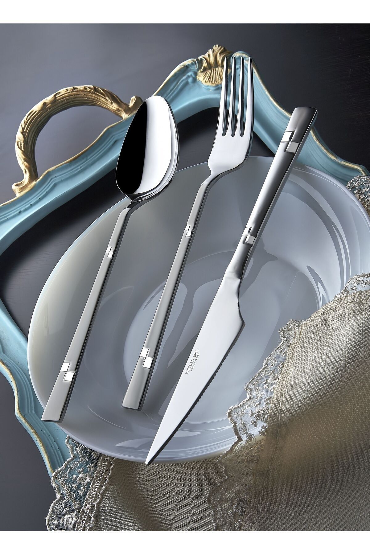 Yetkin Diva Saten Yemek Bıçağı ve Tatlı Bıçağı Set 12 'li