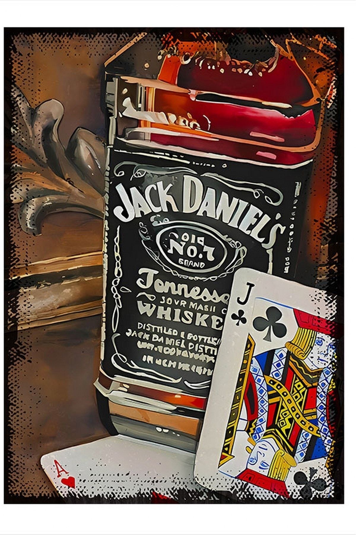 ekart Jack Daniels Ve İskambil Kartı Tasarım Mdf Tablo 15cmX 22cm