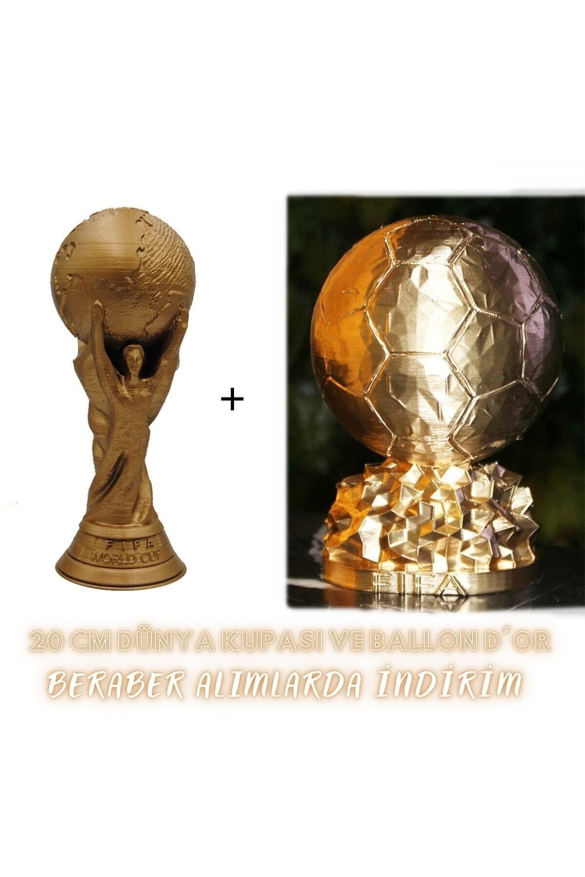 FLEXİS Fıfa Ballon D'or Ve Dünya Kupası Maketi 20 Cm Gold Kaplama Orjinal Model