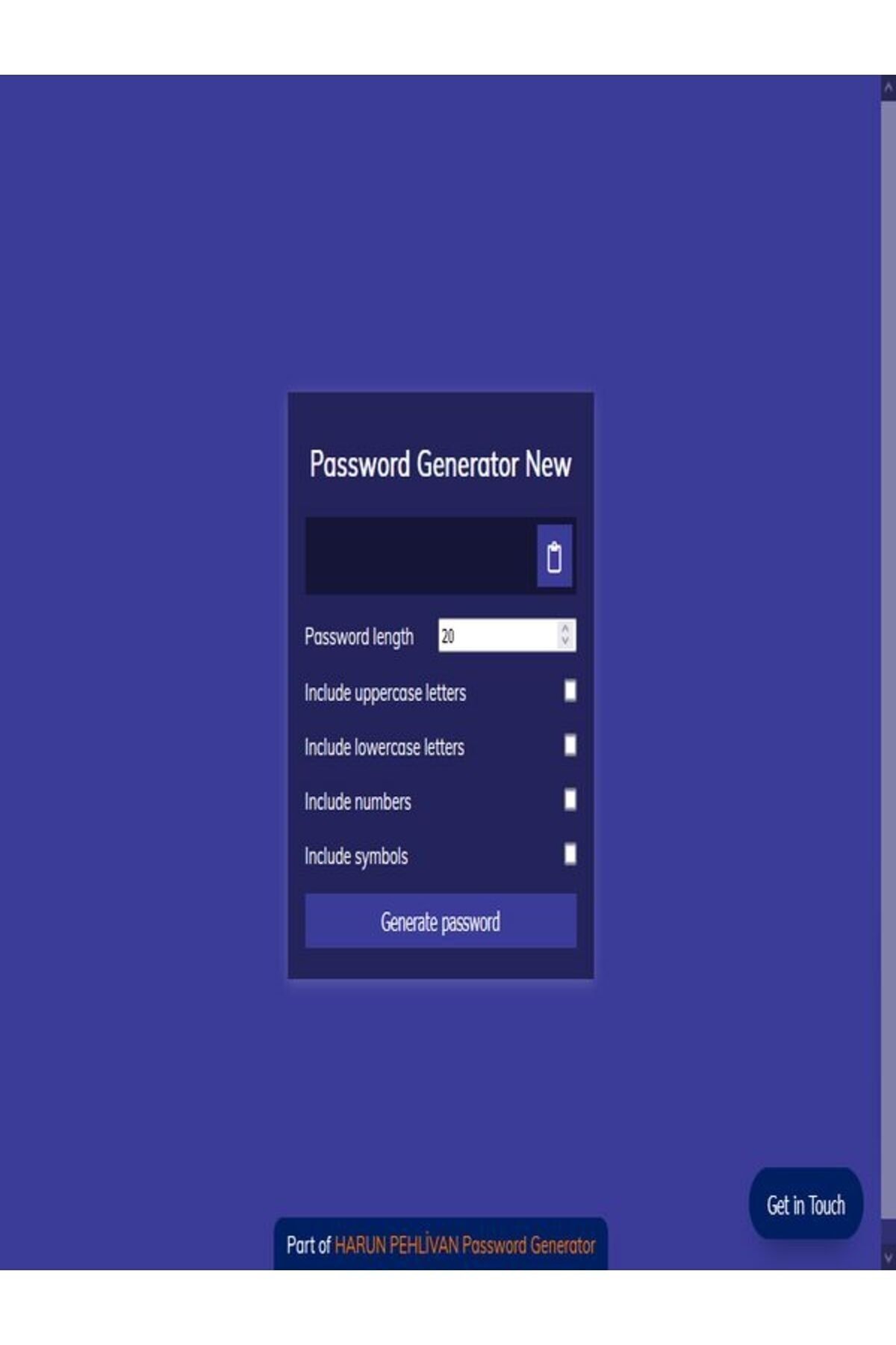 HARUN PEHLİVAN Password Generator New