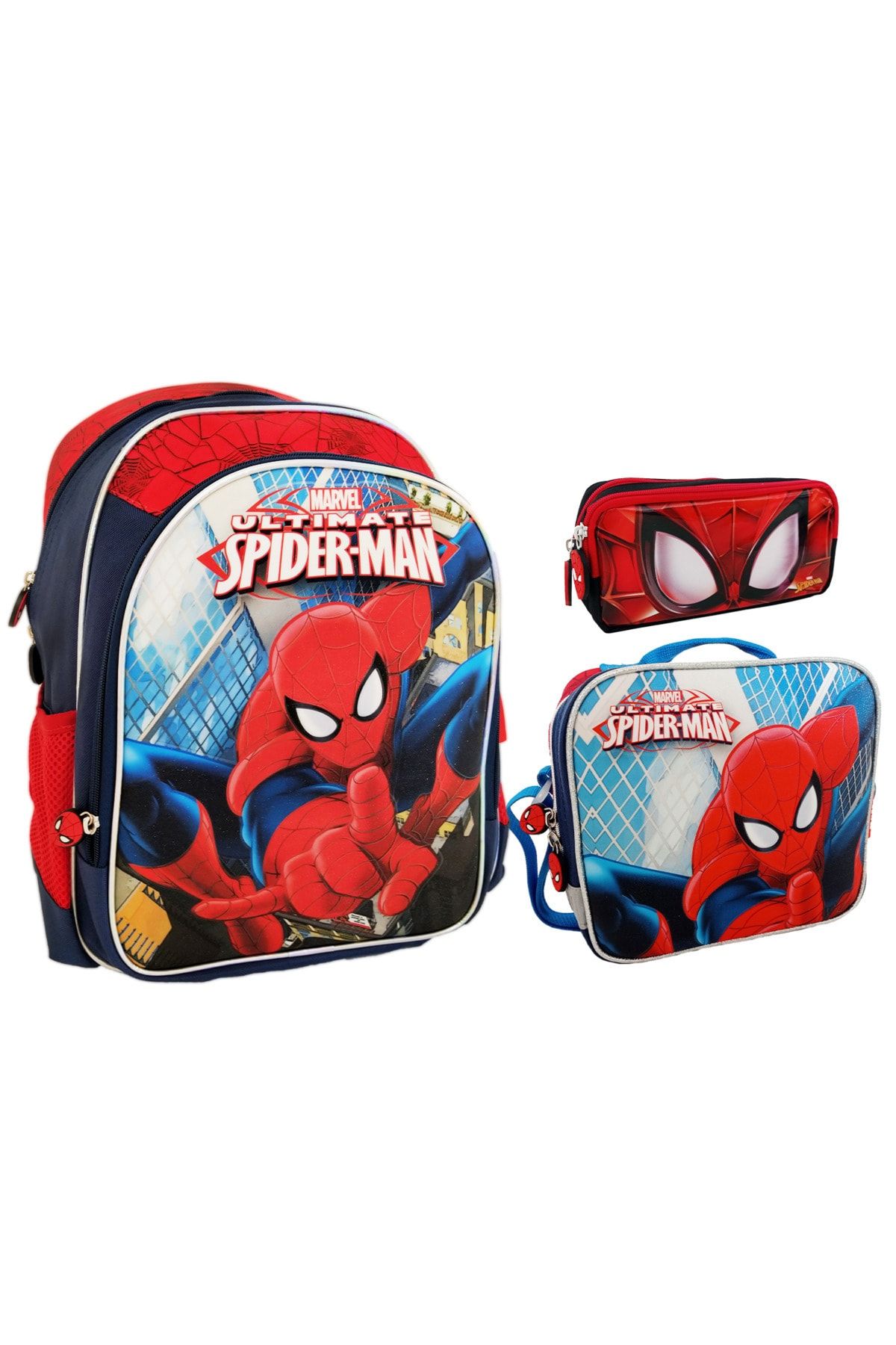 DİSNEY Spiderman Okul Sırt Çantası Beslenme Çantası Kalemlik Kalem Çantası 3'lü Set