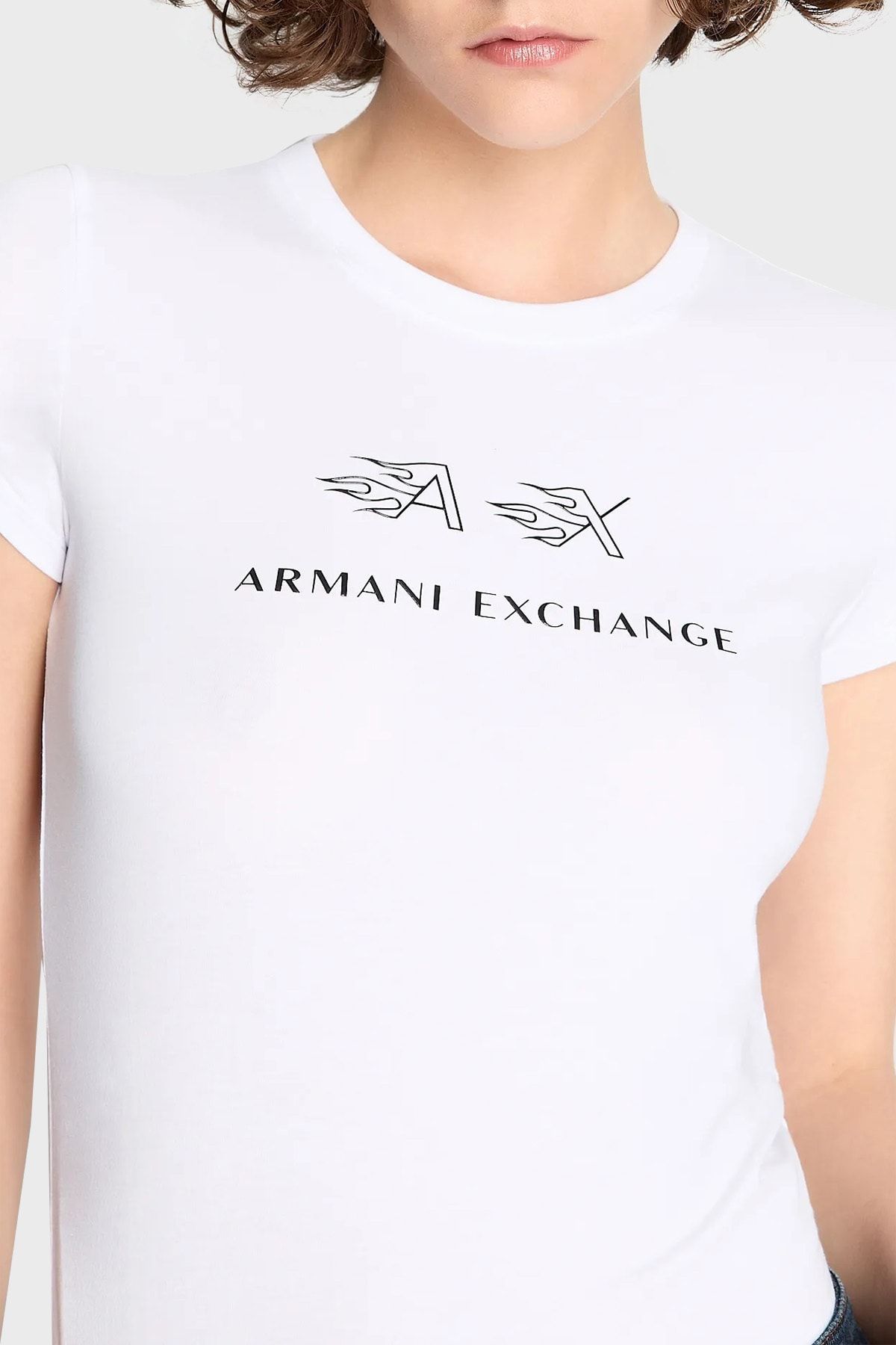 Armani Exchange Streç Pamuklu Slim Fit Bisiklet Yaka T Shirt T SHİRT 6RYT22 YJC7Z 1000