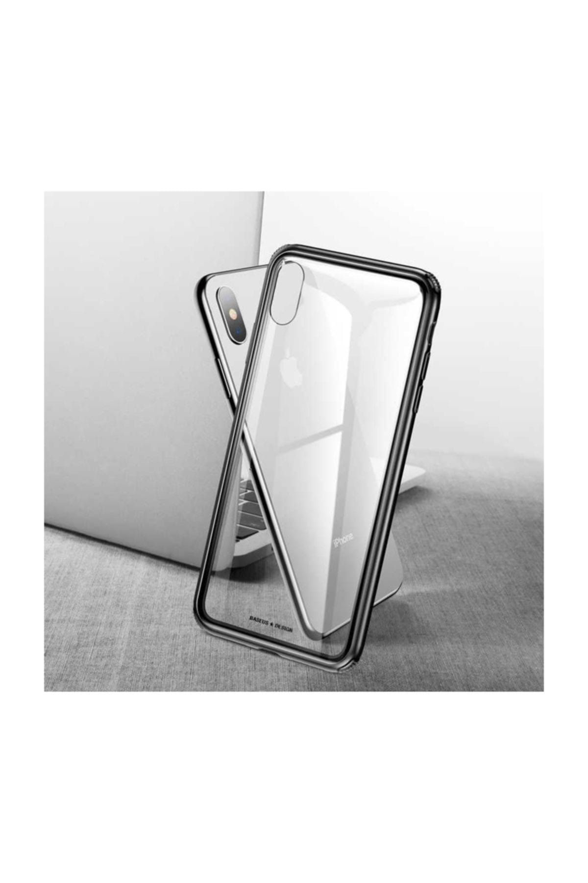 Edelfalke Baseus See-Through Glass Apple iPhone XS Max 6.5 Kılıf-Siyah