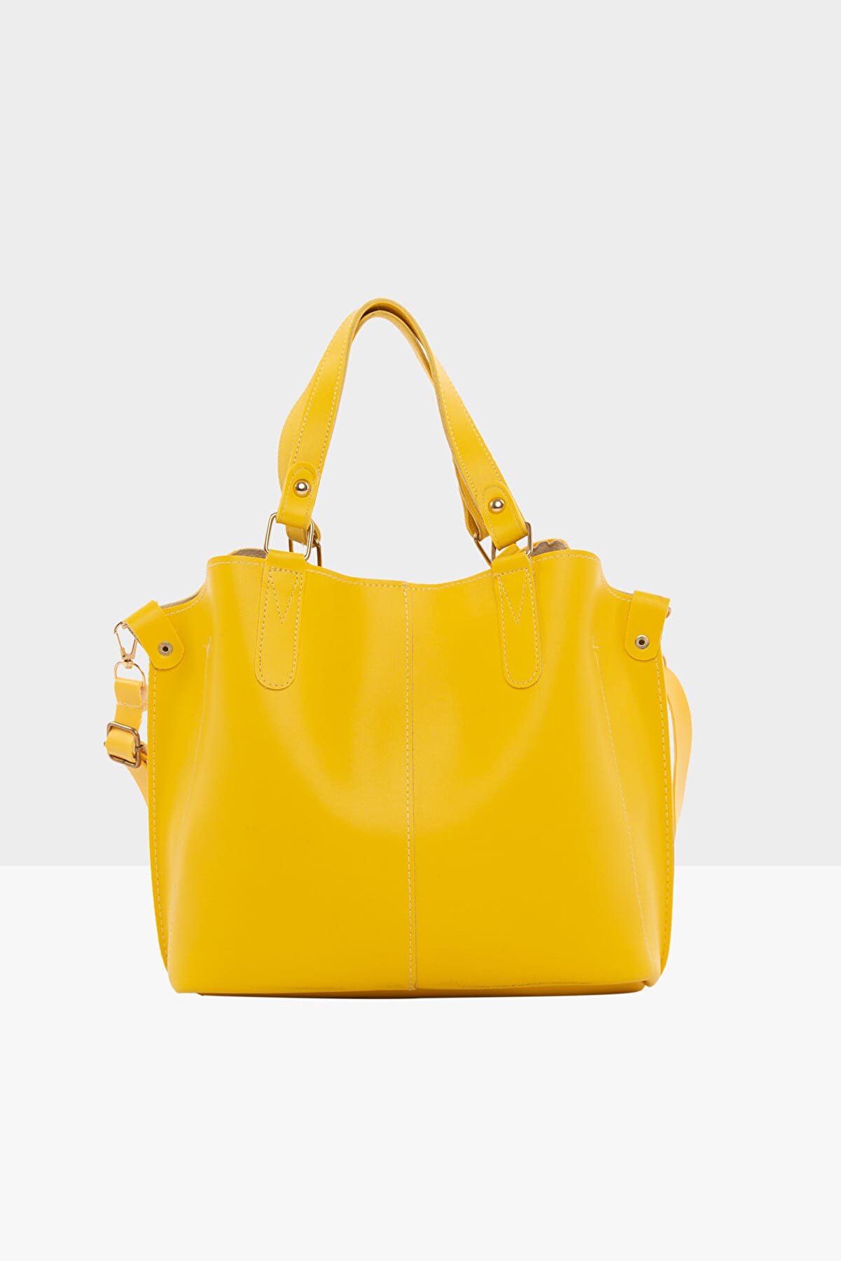 Bagmori Sarı Kadın Üç Bölmeli Çıtçıt Detaylı Çanta M000002918
