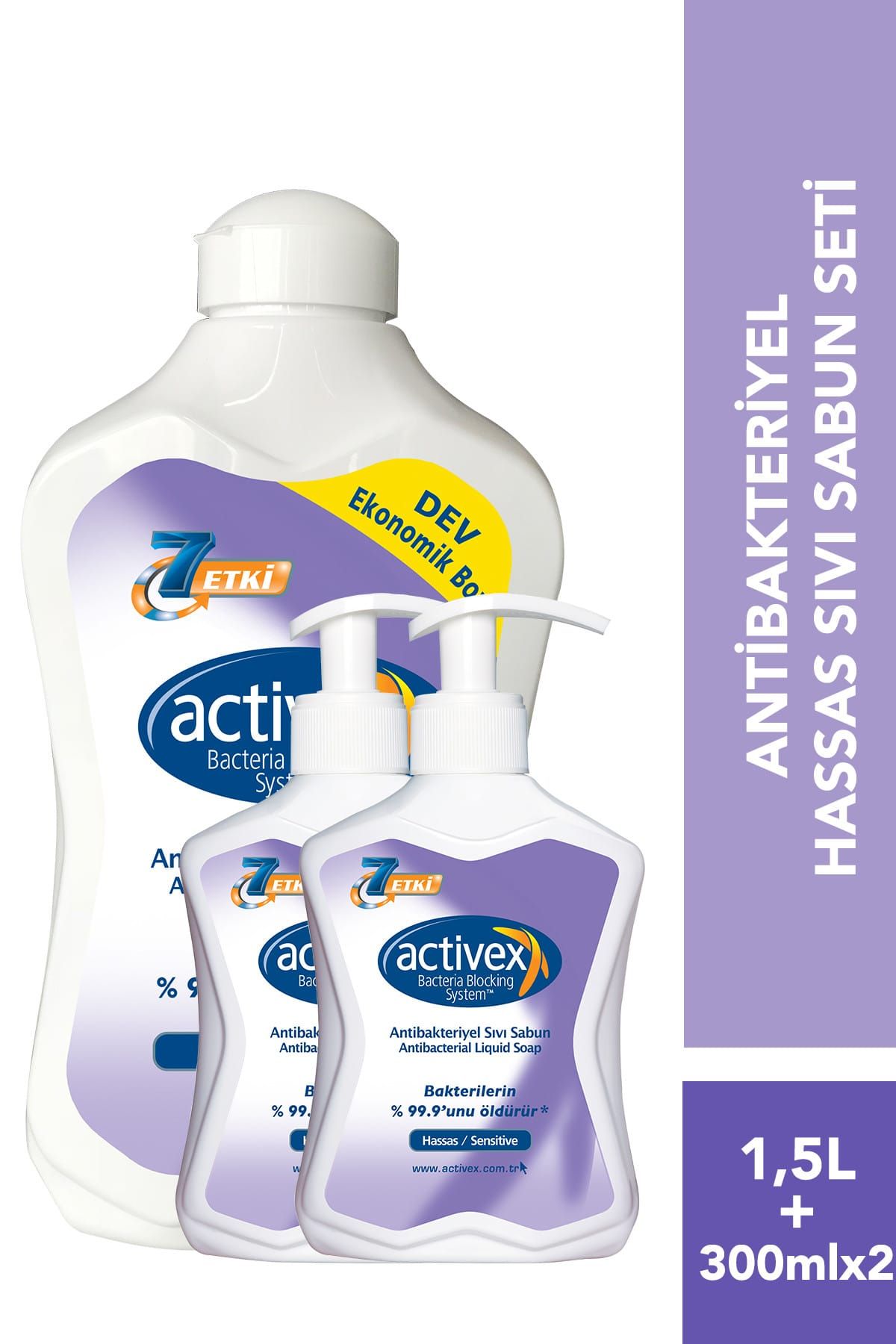 Activex Antibakteriyel Sıvı Sabun Hassas 1.5+300+300 Fırsatpaketi
