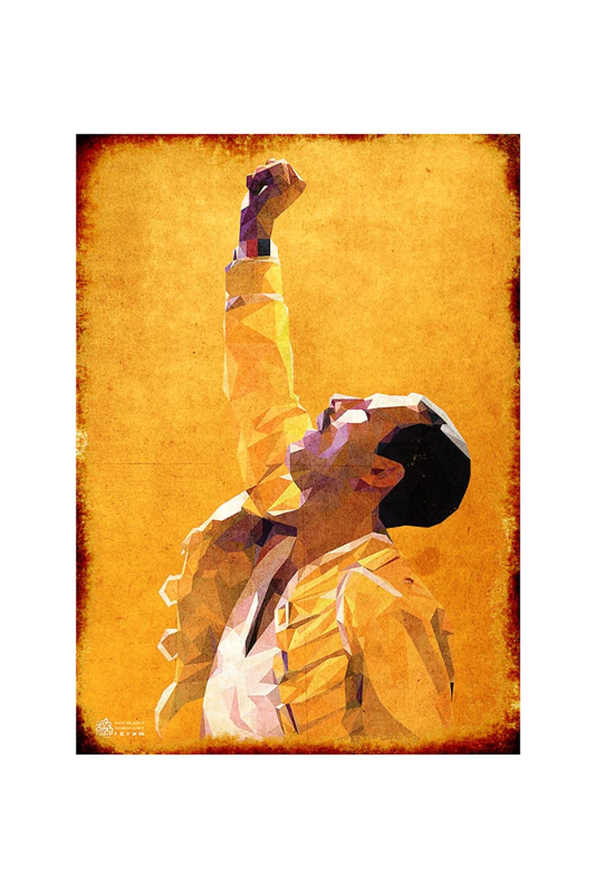 Tablomega 35cmX50cm Ahşap Tablo Eskitilmiş Freddie Mercury Posteri