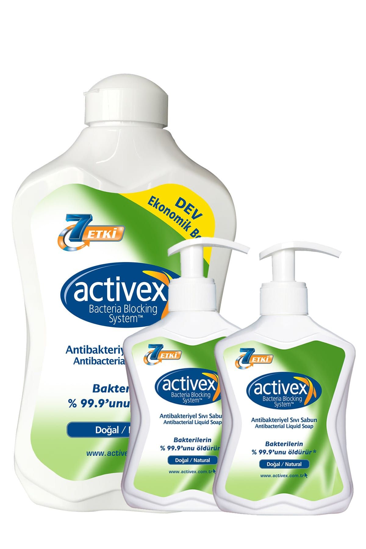 Activex Antibakteriyel Sıvı Sabun Doğal 1.5 +300+300 Fırsatpaketi
