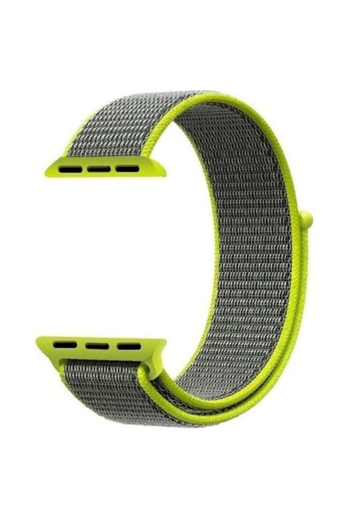 Schulzz Apple Watch 2 | 3 | 4 | Serisi 42 - 44 mm Spor Loop Dokuma Kordon -Yeşil