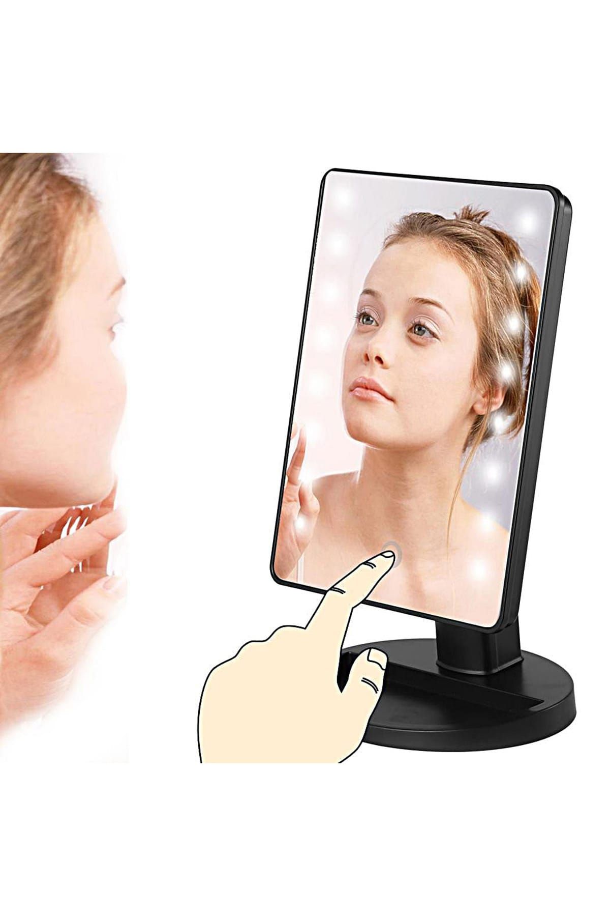 Xolo Papatya 16 Ledli 360 Derece Dönebilir Makyaj Aynası Dokunmatik Büyük Boy Makyaj Aynası Corby Led