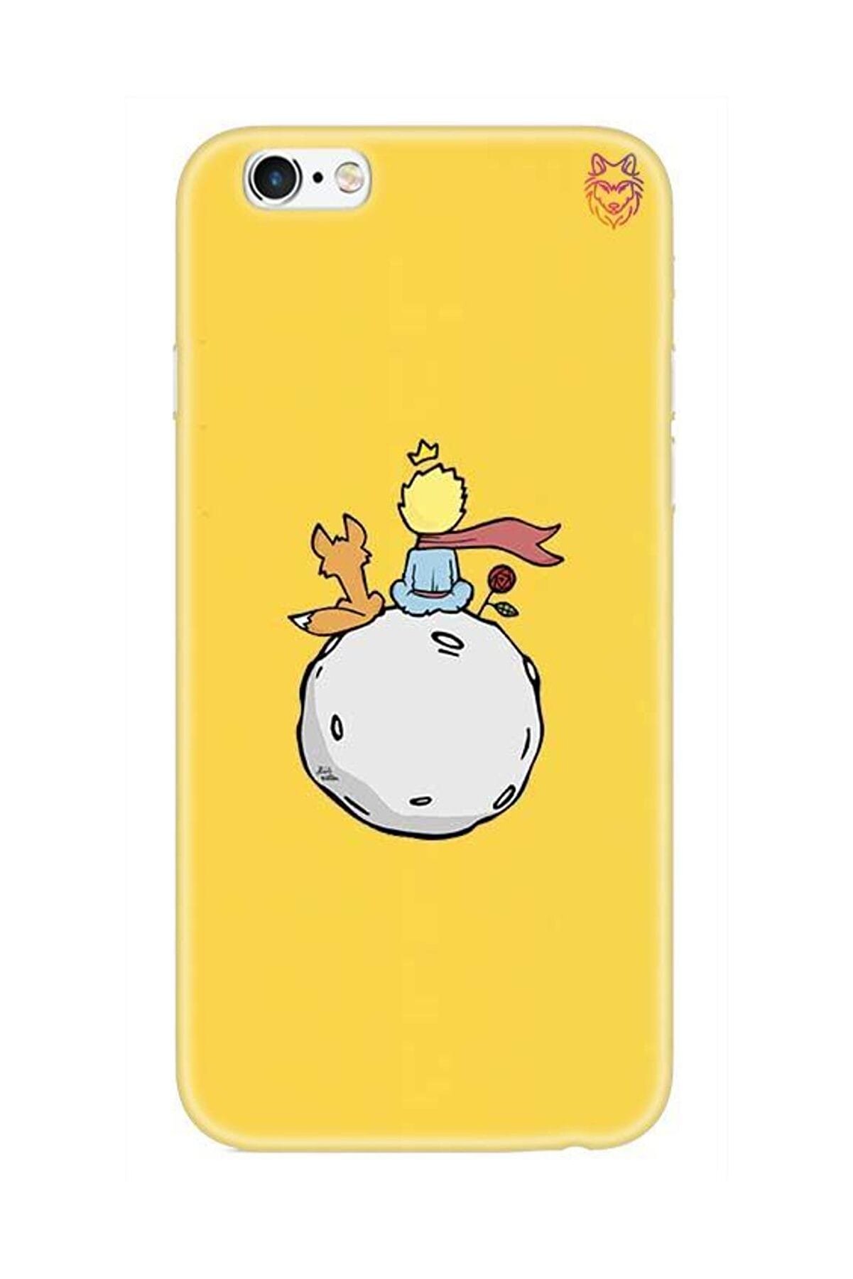 Wolf Dizayn iPhone 6S Sarı Silikon Kılıf -Küçük Prens