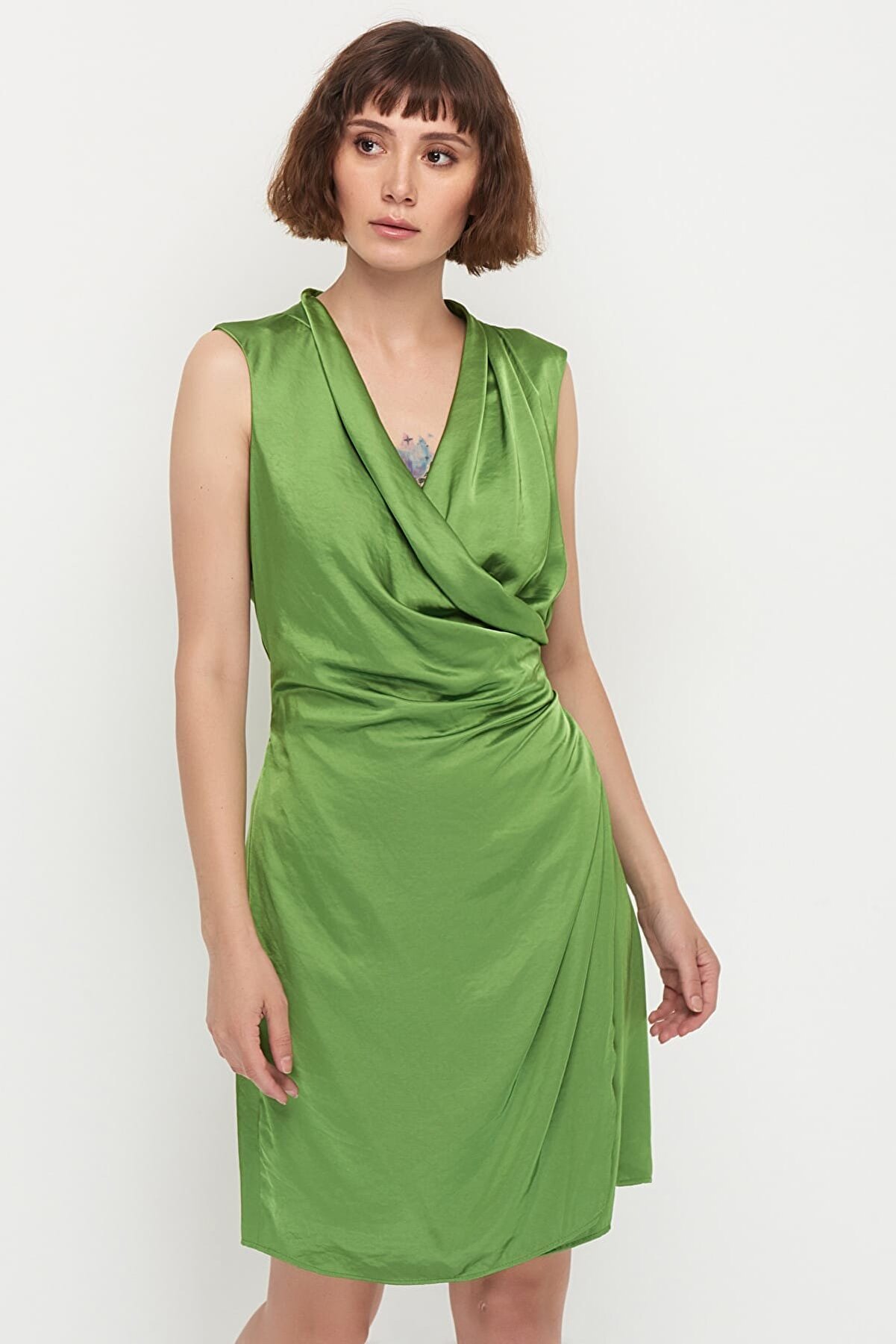 MANGO Kadın Yeşil Elbise