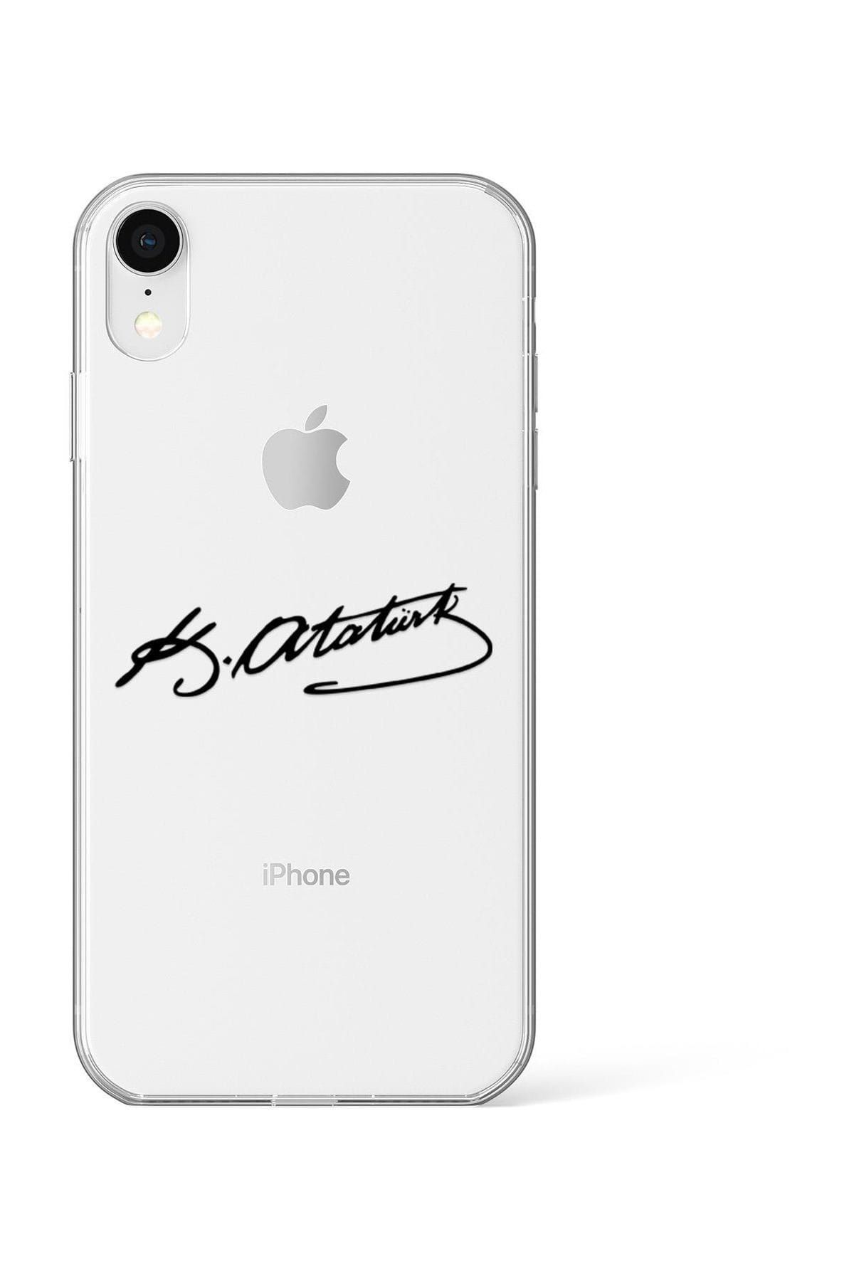 Lopard iPhone XR Kılıf Silikon Arka Koruma Kapak Atatürk İmzası  Desenli
