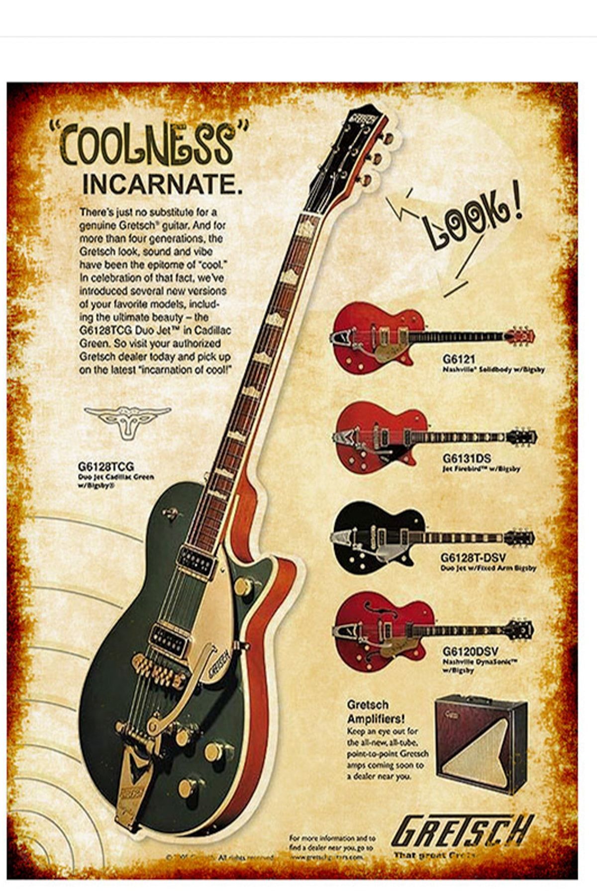 Tablomega Ahşap Tablo Gretsch Gitar 35X50Cm