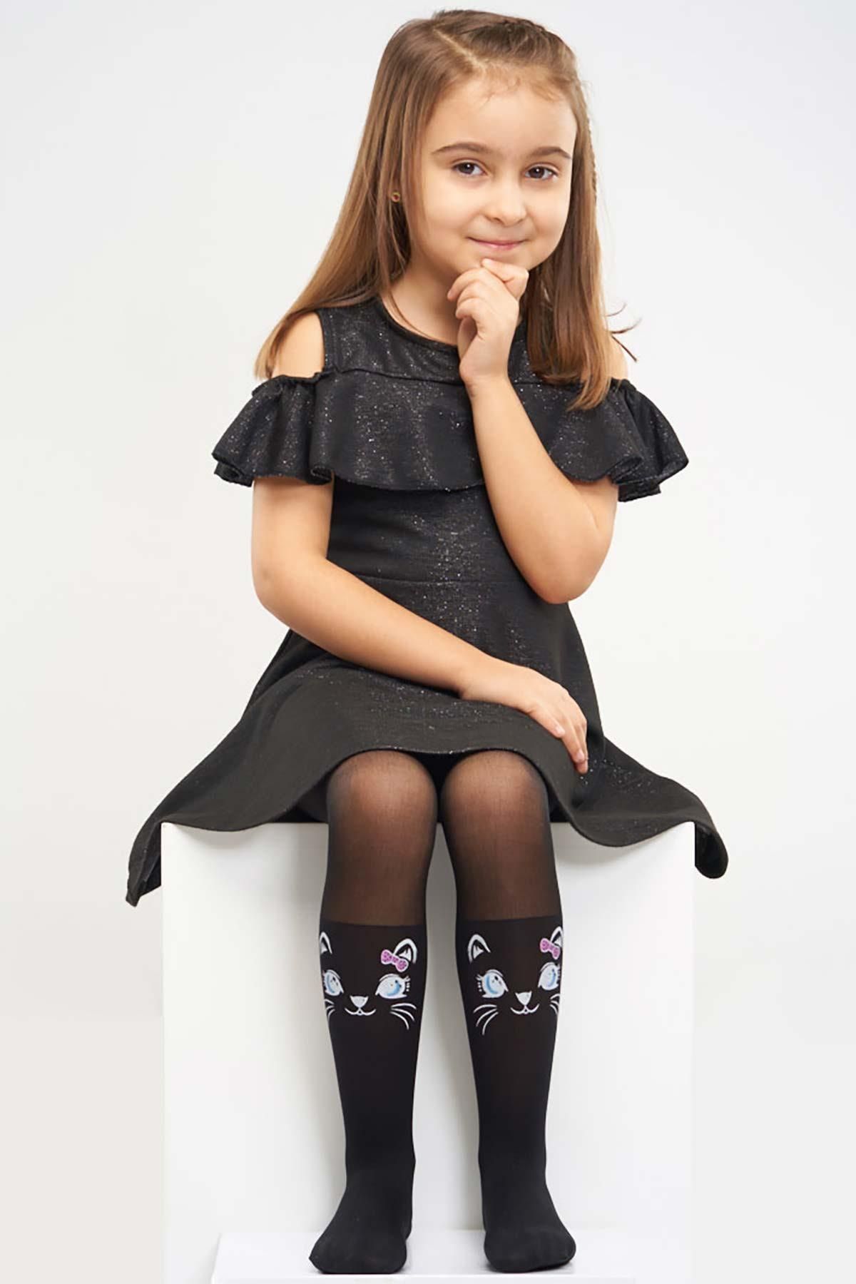 İTALİANA Siyah Kız Çocuk Külotlu Çorap Maviş Kedi 5140 Fiyatı
