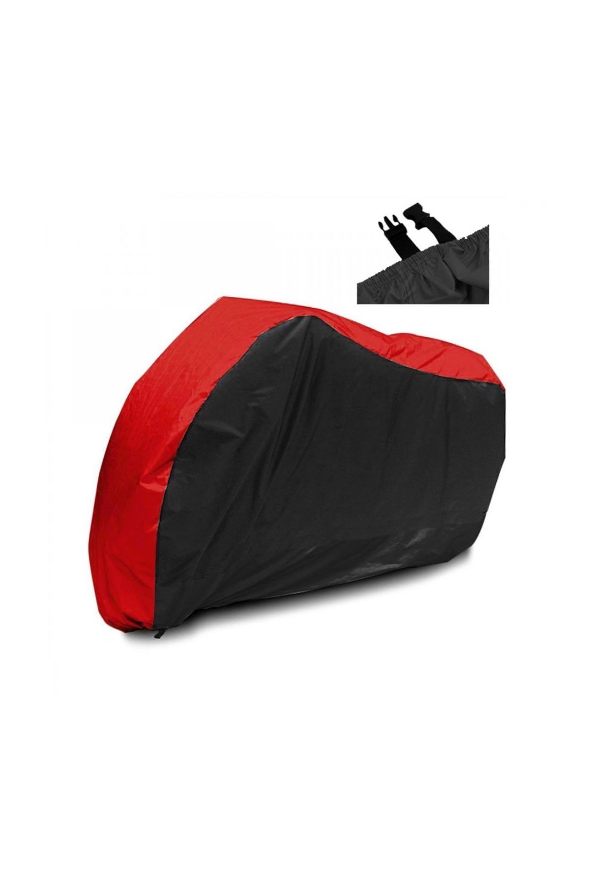 AutoEN MotoEN Megelli 250 S Branda ARKA ÇANTA UYUMLU Motosiklet Brandası (Bağlantı Tokalı) Siyah-Kırmızı