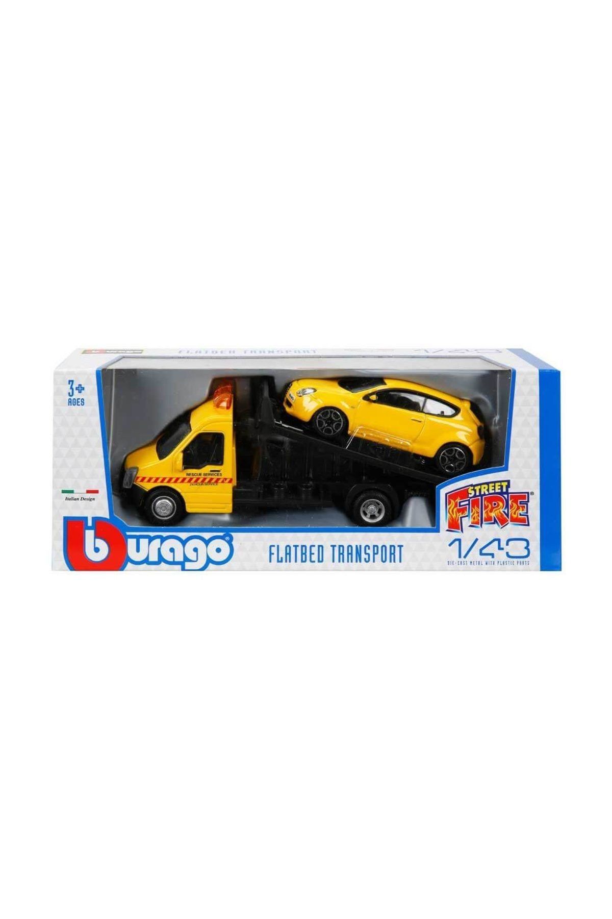 Burago 1:43 Street Fire Çekici Araç - Sarı Çekici