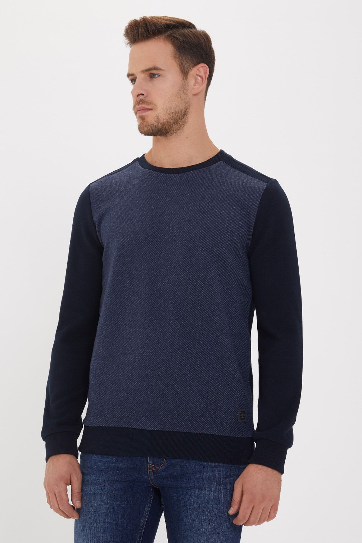 Lee Cooper Erkek Newdiagonal O Yaka Sweatshirt İndigo 201 LCM 241033