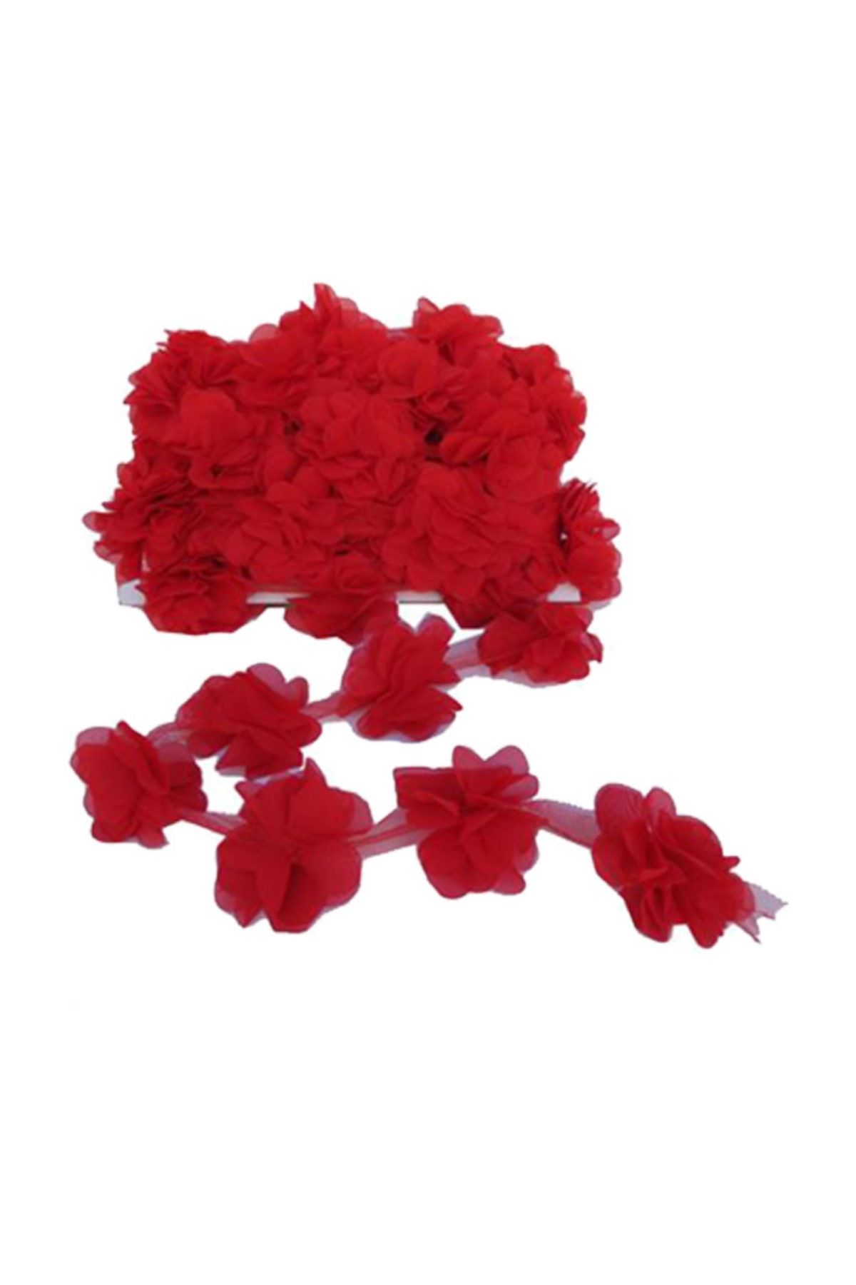 TT Tahtakale Toptancıları Lazer Kesim Tülden Çiçek (şifon Çiçek) (10 metre)  Kırmızı