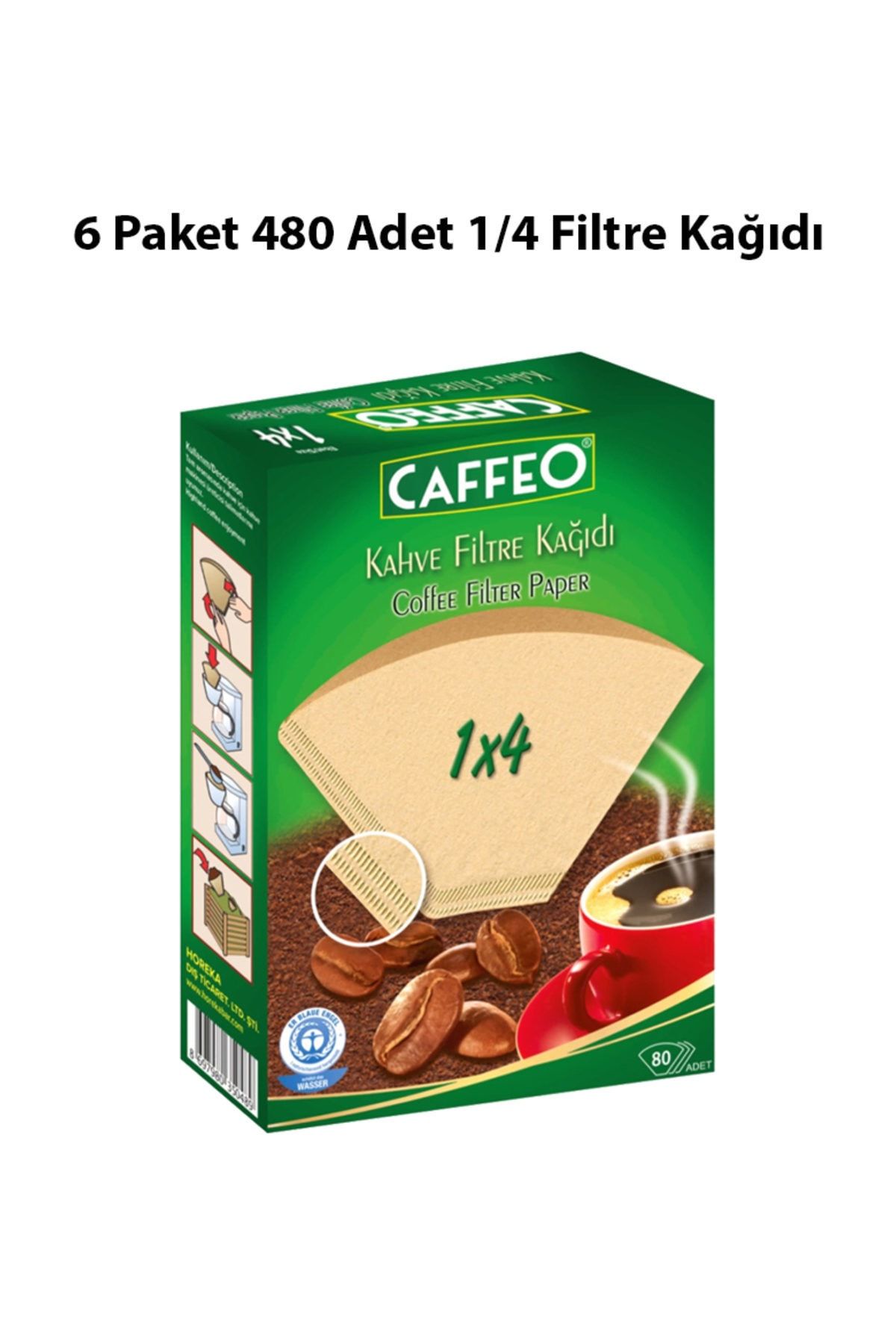 Caffeo Filtre Kahve Kağıdı 1x4 4 Numara 80'li 6 Paket 480 Adet