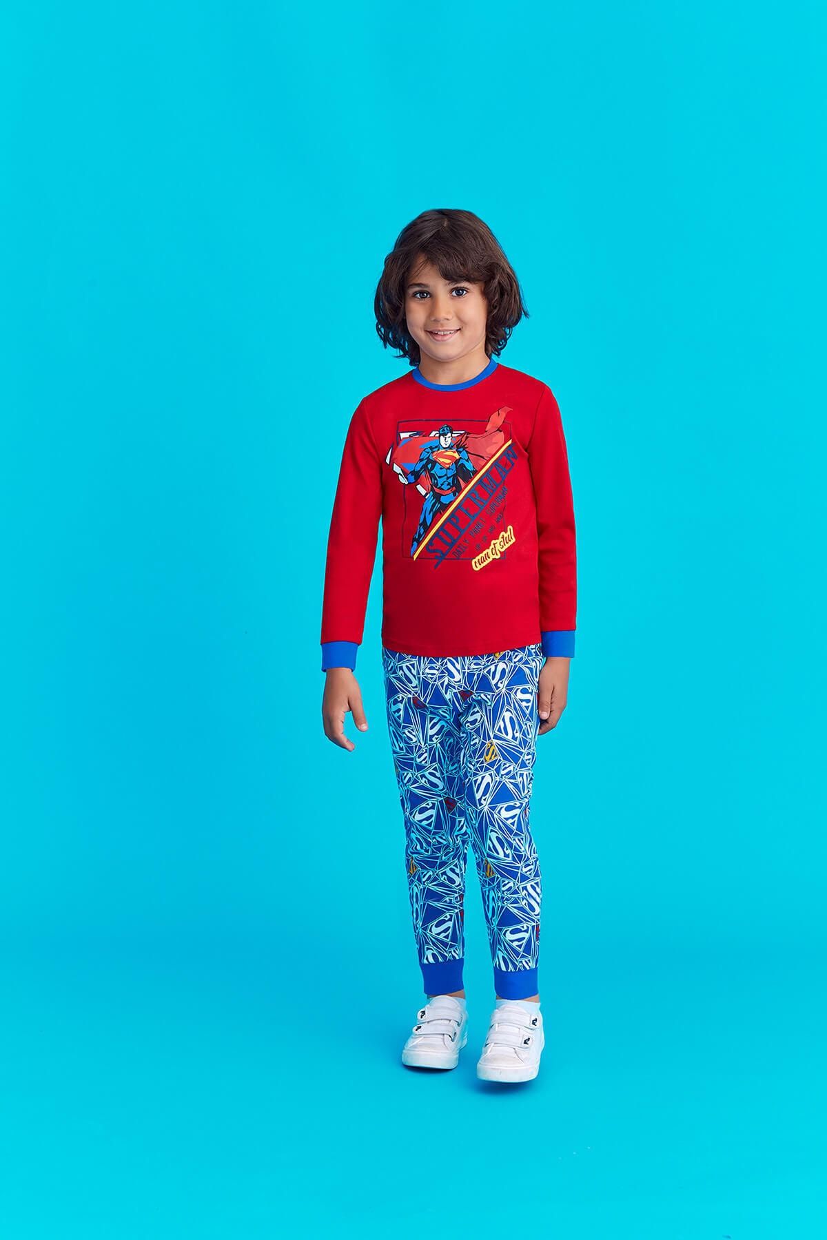 Superman Lisanslı Erkek Çocuk Pijama Takımı Kırmızı